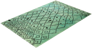 Overdyed Hand-Knotted Wool Modern-Contemporary Green Area Rug 5' 0" x 7' 7"