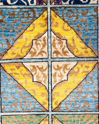 Contemporary Hand-Knotted Eclectic Floral Multi Area Rug 6' 4" x 8' 7"