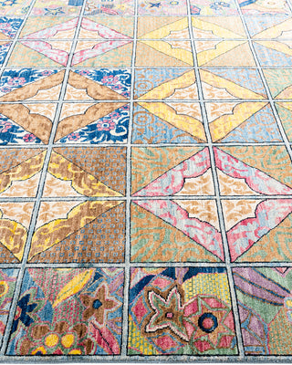 Contemporary Hand-Knotted Eclectic Floral Multi Area Rug 6' 4" x 8' 7"