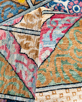 Contemporary Hand-Knotted Eclectic Floral Multi Area Rug 6' 4" x 8' 7"