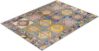 Contemporary Hand-Knotted Eclectic Floral Multi Area Rug 6' 4" x 8' 7"