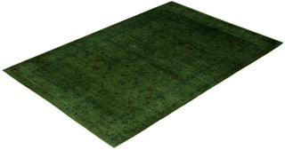 Contemporary Overdyed Wool Hand Knotted Green Area Rug 6' 2" x 9' 1"