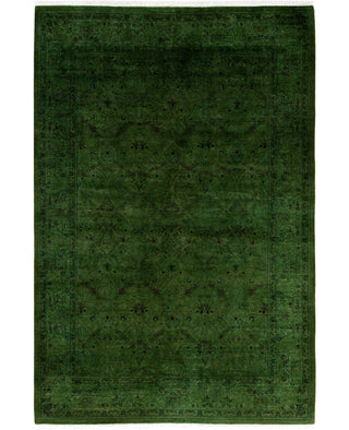 Contemporary Overdyed Wool Hand Knotted Green Area Rug 6' 2" x 9' 1"
