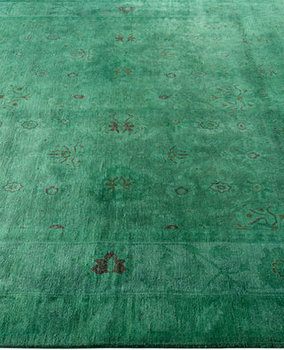Overdyed One-of-a-Kind Wool Green Area Rug 6' 3" x 8' 9"