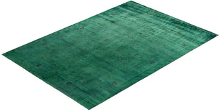 Overdyed One-of-a-Kind Wool Green Area Rug 6' 3" x 8' 9"