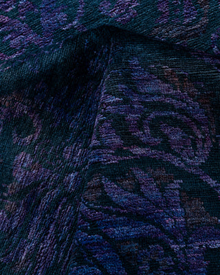 Contemporary Hand-Knotted Overdyed Purple Area Rug 6' 2" x 8' 10"