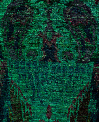 Overdyed Hand-Knotted Wool Modern-Contemporary Green Area Rug 9' 1" x 11' 9"
