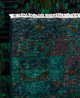 Overdyed Hand-Knotted Wool Modern-Contemporary Green Area Rug 9' 1" x 11' 9"