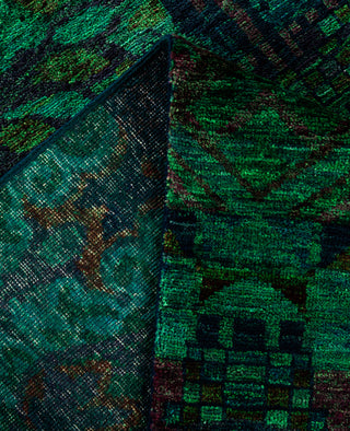 Overdyed Hand-Knotted Wool Modern-Contemporary Green Area Rug 9' 1" x 11' 9"