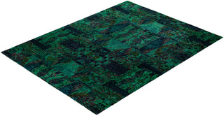 Overdyed Hand-Knotted Wool Modern-Contemporary Green Area Rug 9' 1" x 11' 9"
