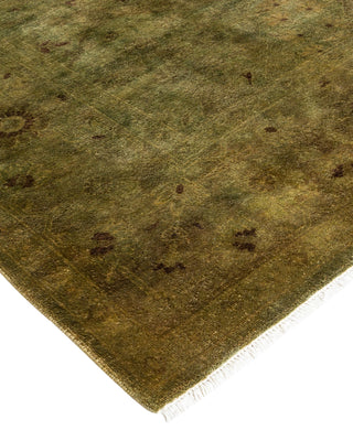 Modern Overdyed Hand Knotted Wool Green Area Rug 5' 0" x 10' 1"