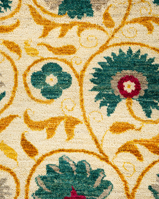 Modern - Contemporary Hand Knotted Ivory Area Rug 6' 4" x 9' 2"