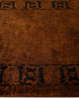 Contemporary Overdyed Wool Hand Knotted Brown Runner 3' 0" x 11' 5"