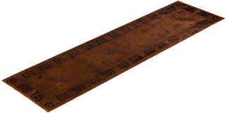Contemporary Overdyed Wool Hand Knotted Brown Runner 3' 0" x 11' 5"