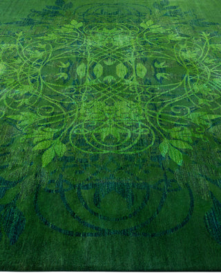 Overdyed Hand-Knotted Wool Modern-Contemporary Green Area Rug 9' 2" x 12' 3"