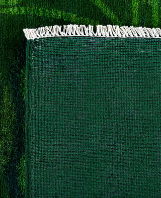 Overdyed Hand-Knotted Wool Modern-Contemporary Green Area Rug 9' 2" x 12' 3"