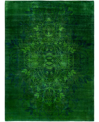 Overdyed Hand-Knotted Wool Modern-Contemporary Green Area Rug 9' 2" x 12' 3"
