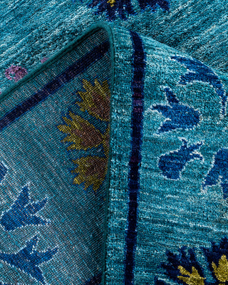 Contemporary Hand-Knotted Suzani Floral Blue Area Rug 6' 2" x 8' 3"