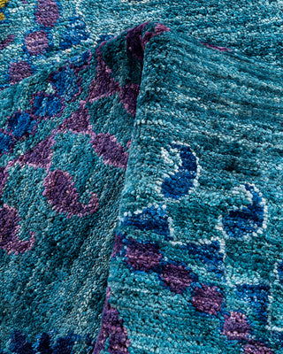 Contemporary Hand-Knotted Suzani Floral Blue Area Rug 6' 2" x 8' 3"