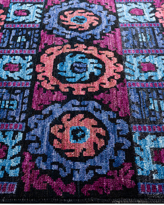 Contemporary Hand-Knotted Modern Abstract Black Area Rug 4' 2" x 6' 0"