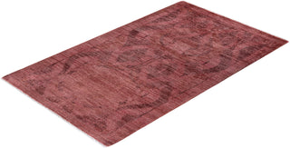 Contemporary Overyed Wool Hand Knotted Pink Area Rug 3' 1" x 5' 0"