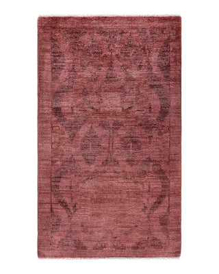 Contemporary Overyed Wool Hand Knotted Pink Area Rug 3' 1" x 5' 0"