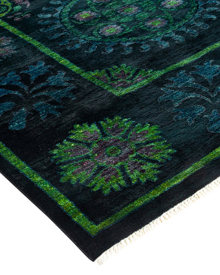 Modern Overdyed Hand Knotted Wool Black Area Rug 9' 1" x 10' 10"