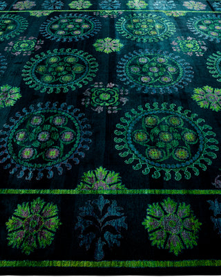 Contemporary Fine Vibrance Black Wool Area Rug - 9' 1" x 10' 10"