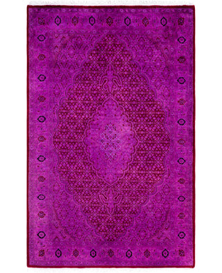 Overdyed Hand-Knotted Wool Modern-Contemporary Purple Area Rug 4' 7" x 7' 1"