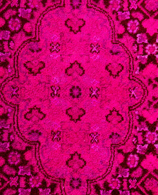 Contemporary Overdyed Wool Hand Knotted Pink Area Rug 4' 7" x 7' 4"