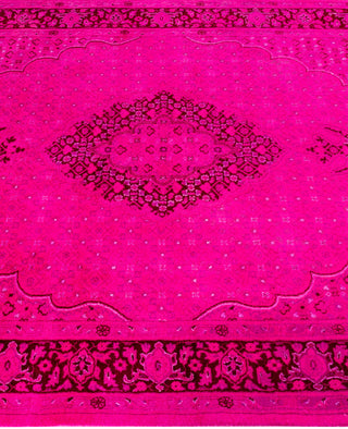 Contemporary Overdyed Wool Hand Knotted Pink Area Rug 4' 7" x 7' 4"
