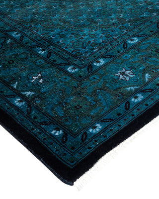 Modern Overdyed Hand Knotted Wool Blue Area Rug 6' 2" x 9' 2"