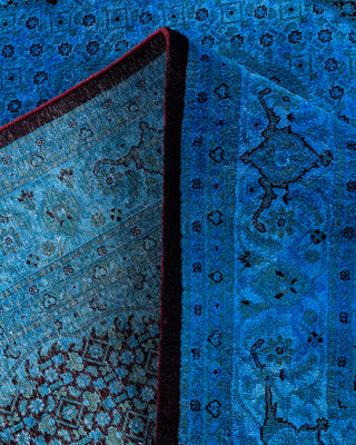Contemporary Hand-Knotted Overdyed Blue Area Rug 6' 2" x 8' 10"