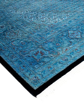 Modern Overdyed Hand Knotted Wool Blue Area Rug 6' 7" x 9' 10"