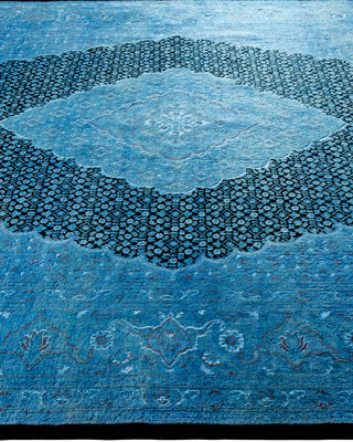 Contemporary Hand-Knotted Overdyed Blue Area Rug 6' 7" x 9' 10"