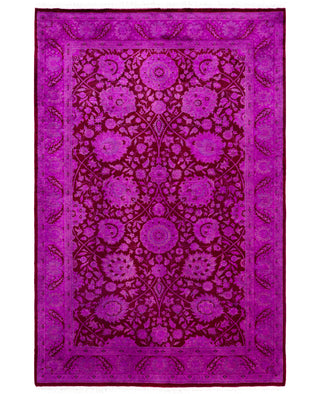 Overdyed Hand-Knotted Wool Modern-Contemporary Purple Area Rug 4' 10" x 7' 3"