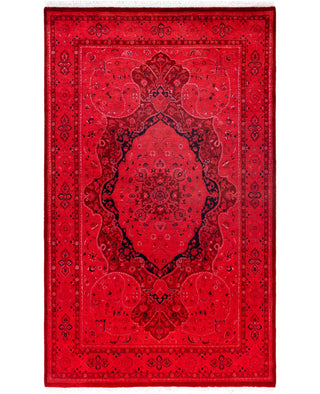 Overdyed Hand-Knotted Wool Modern-Contemporary Pink Area Rug 4' 7" x 7' 6"