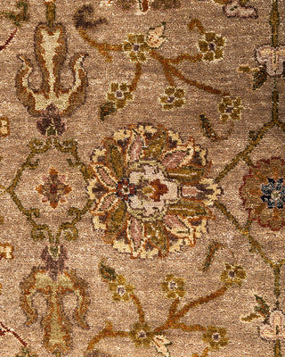 Traditional Oushak Hand Knotted Floral Wool Brown Area Rug 7' 10" x 9' 10"