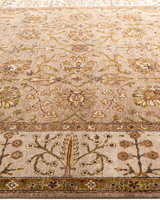 Traditional Oushak Hand Knotted Floral Wool Brown Area Rug 7' 10" x 9' 10"