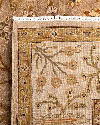 Traditional Oushak Hand Knotted Floral Wool Brown Area Rug 7' 10" x 9' 10"
