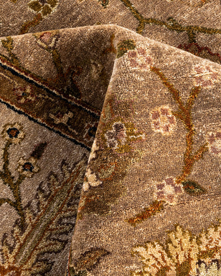 Traditional Oushak Hand Knotted Floral Wool Brown Area Rug 7' 10" x 9' 10"