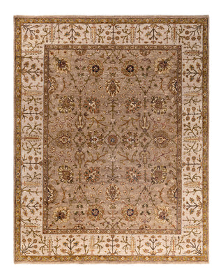 Traditional Oushak Hand Knotted Floral Wool Brown Area Rug 7' 10" x 9' 10"