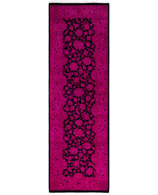 Contemporary Overdyed Wool Hand Knotted Pink Runner 2' 7" x 8' 2"