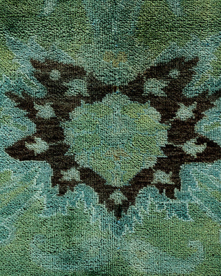 Modern Overdyed Hand Knotted Wool Green Area Rug 9' 3" x 12' 1"
