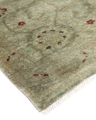 Modern Overdyed Hand Knotted Wool Green Area Rug 8' 10" x 11' 7"