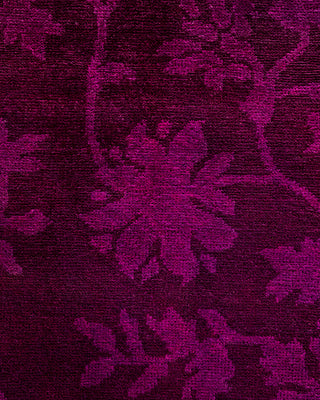 Modern Overdyed Hand Knotted Wool Purple Area Rug 7' 10" x 9' 9"