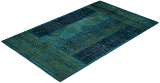 Overdyed Hand-Knotted Blue Area Rug 4' 2" x 6' 7"
