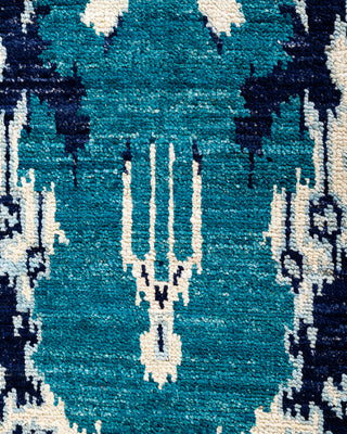 Contemporary Hand-Knotted Modern Abstract Ivory Runner 2' 6" x 8' 6"