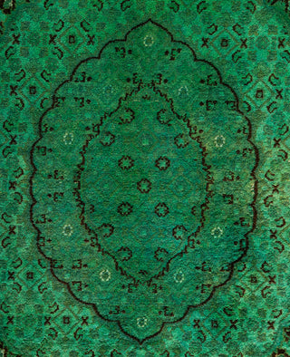 Overdyed Hand-Knotted Wool Modern-Contemporary Green Area Rug 5' 6" x 8' 4"