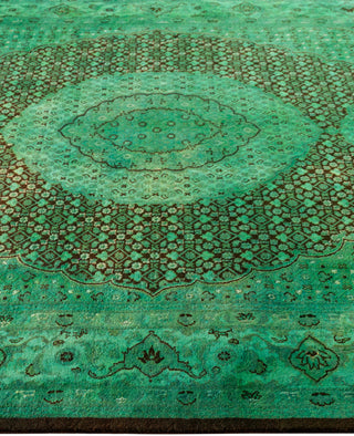 Overdyed Hand-Knotted Wool Modern-Contemporary Green Area Rug 5' 6" x 8' 4"